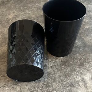 Black Plastic Textured Bathroom Waste Baskets 2 Total